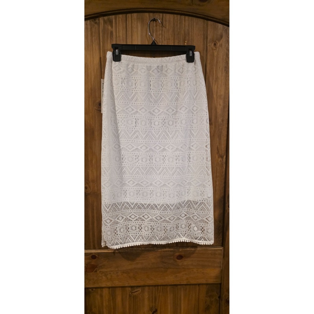 NWT Nicole Miller New York Pencil Skirt Womens S White Geometric‎ Knee Length - Picture 2 of 6